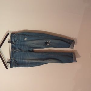 Low rise distressed jeans